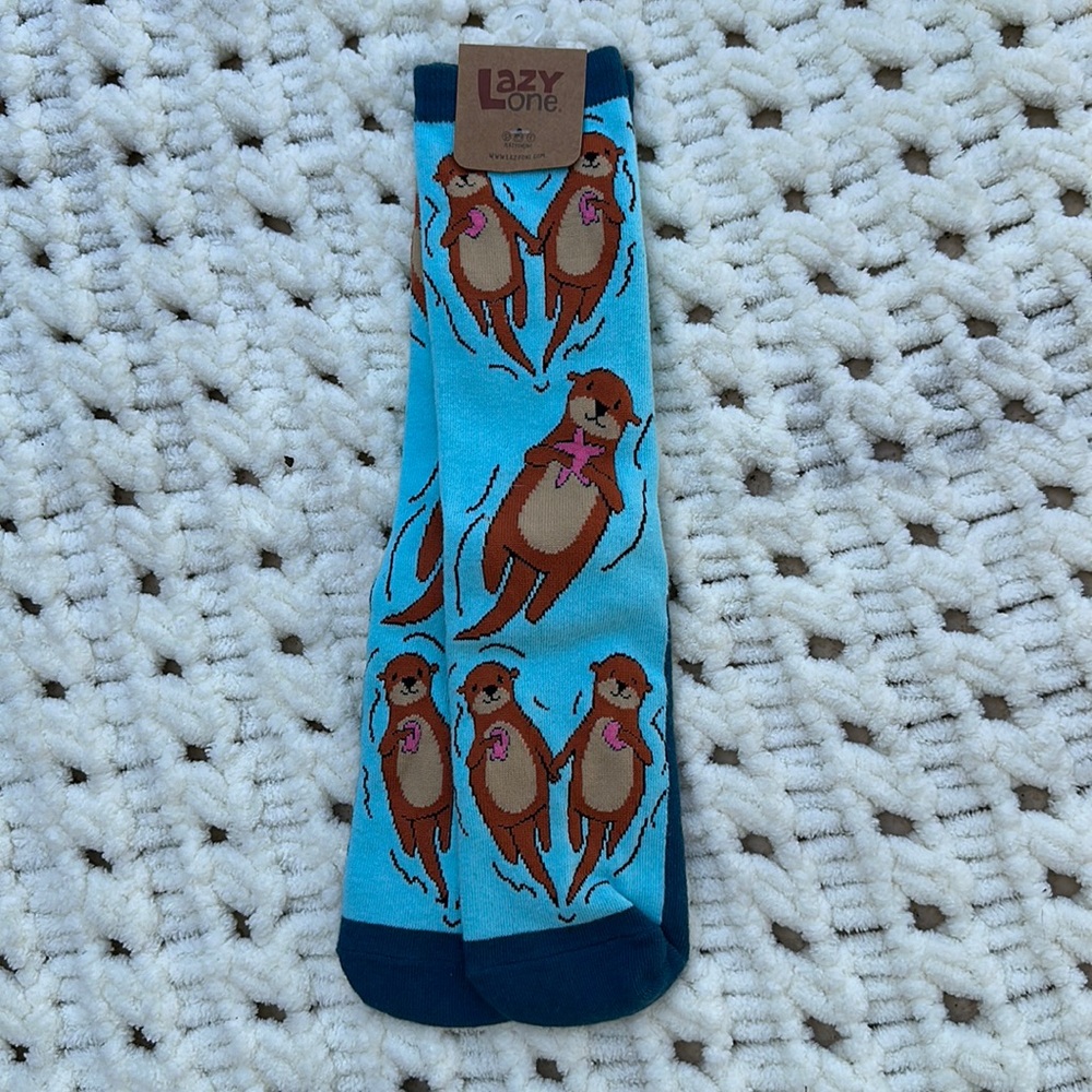 Lazy One Socks - Otter Critter crew mid calf cozy new